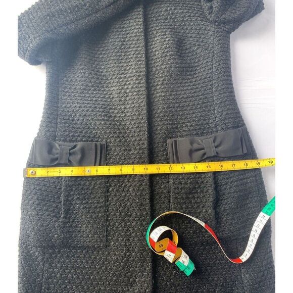 Ted Baker Womens Black Tweed Collarless Contrast Bow Pocket Coat Size 1 … - Picture 11 of 16